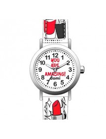 Girl's watch "Make-up" metal case and white synthetic strap