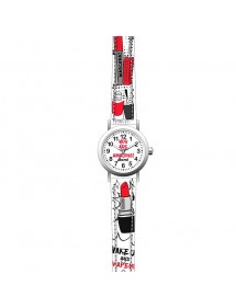 Girl's watch "Make-up" metal case and white synthetic strap