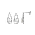 Rhodium silver earrings with white oxide, zirconium oxide drop