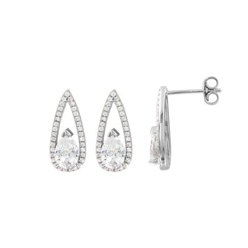 Rhodium silver earrings with white oxide, zirconium oxide drop 313227 Laval 1878 29,90 €