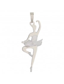 Rhodium-plated silver pendant adorned with a white fabric tutu