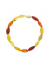 Elastic bracelet in oval stones in amber