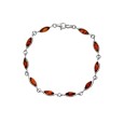 Silver bracelet adorned with oval amber stones