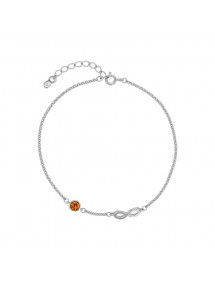 Honey-colored amber stone bracelet and openwork infinity sign in rhodium silver 31812799 Nature d'Ambre 29,90 €