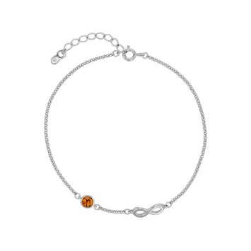Honey-colored amber stone bracelet and openwork infinity sign in rhodium silver 31812799 Nature d'Ambre 29,90 €