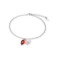 Rhodium-plated silver bracelet with amber and Ginkgo leaf amber pendants