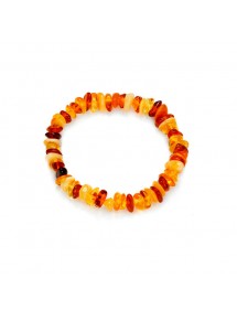 Bracelet élastique tout Ambre multi-couleurs avec fermoir ambrine à vis