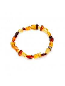 Elastic bracelet rounded and square shapes in Amber