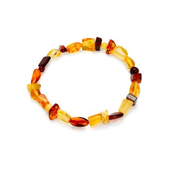 Elastic bracelet rounded and square shapes in Amber 31812807 Nature d'Ambre 52,00 €