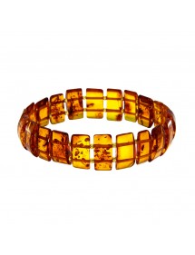 Bracelet élastique en ambre cognac rectangulaire