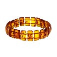Bracelet élastique en ambre cognac rectangulaire