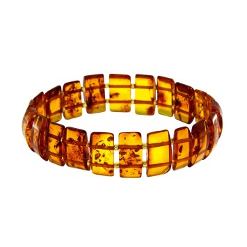 Elastic bracelet in rectangular cognac amber 3180555 Nature d'Ambre 62,00 €