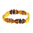 Amber elastic bracelet in the shape of ovals and moons