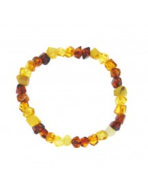 Elastic bracelet in small amber stones of various shapes