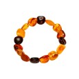 Elastic bracelet in multi-colored amber stones