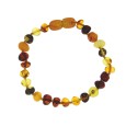 Multicolored amber bracelet with screw clasp