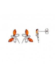 Dragonfly earrings in cognac amber and rhodium silver 3131857RH Nature d'Ambre 26,60 €