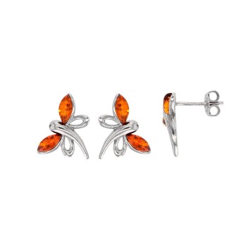 Dragonfly earrings in cognac amber and rhodium silver 3131857RH Nature d'Ambre 26,60 €