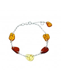 Silver bracelet and flat stones in Amber colors cognac, citrine and cherry 3180977 Nature d'Ambre 54,00 €