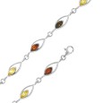 Bracelet argent et mailles ajourée avec pierres serties en ambre