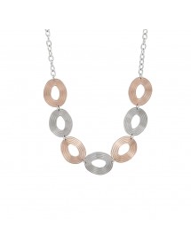 Silver and gold steel circles necklace with chain - 45cm