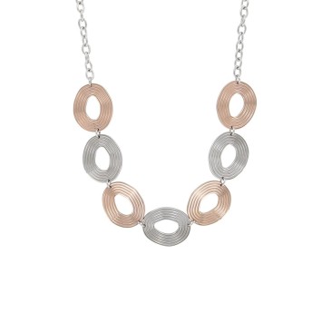 Silver and gold steel circles necklace with chain - 45cm 31710223 One Man Show 72,00 €