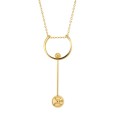 Gold steel necklace with 2 balls that can move on a semi-circle