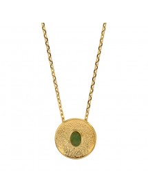 Gold hammered steel and aventurine necklace 317673V One Man Show 34,00 €