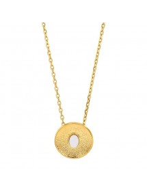 Necklace in hammered golden steel and white synthetic stone 317673B One Man Show 34,00 €