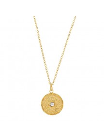 Necklace in hammered gold steel and white crystal 317679D One Man Show 27,00 €