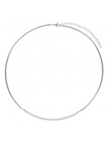 Necklace in rigid steel and white crystals