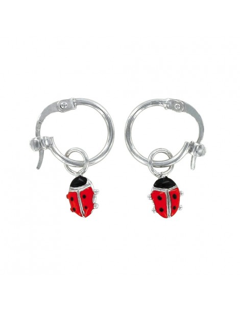 Earrings rhodium silver earrings with red ladybug pendant 313285 Suzette et Benjamin 32,00 €