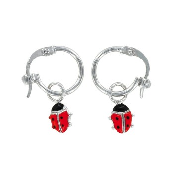 Earrings rhodium silver earrings with red ladybug pendant 313285 Suzette et Benjamin 32,00 €