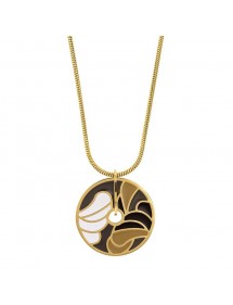 Necklace in the shape of a circle in golden steel and multicolored enamel 317081 One Man Show 39,90 €