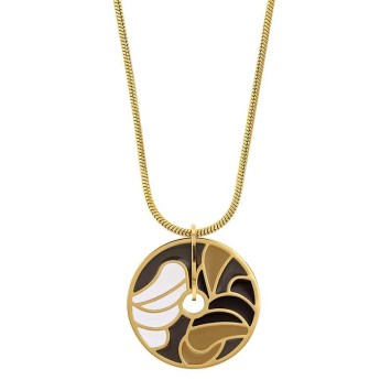 Halskette in Form eines Kreises aus goldenem Stahl und mehrfarbiger Emaille 317081 One Man Show 39,90 €