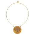 Rigid necklace in golden steel with tree of life motif