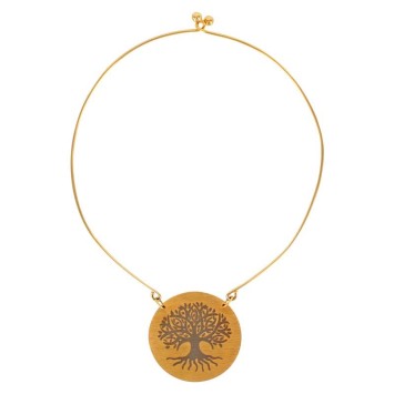 Rigid necklace in golden steel with tree of life motif 317423G One Man Show 56,00 €