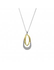 Double oval shaped necklace in steel and golden steel
