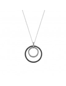 Steel necklace adorned with a large black ceramic circle and a small steel 31710252 One Man Show 29,90 €