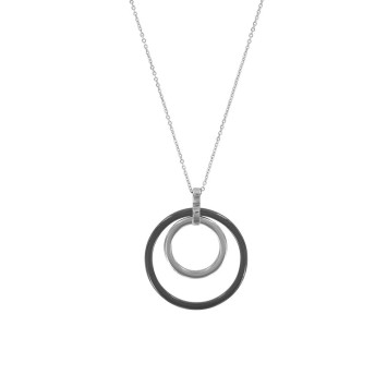 Collar de acero adornado con un gran círculo de cerámica negra y un pequeño de acero. 31710252 One Man Show 22,00 €