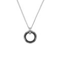 Steel necklace with a round in black ceramic and steel