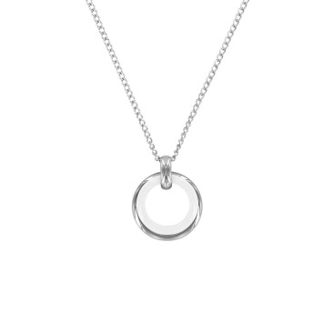 Steel necklace with a round in white ceramic and steel 31710114B One Man Show 16,00 €