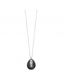 Oval steel necklace in black ceramic and steel 3171090 One Man Show 34,90 €