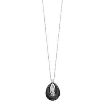 Oval steel necklace in black ceramic and steel 3171090 One Man Show 18,00 €
