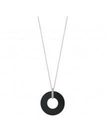 Black ceramic and steel circle-shaped necklace 3171088 One Man Show 26,00 €