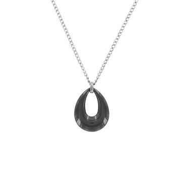 Necklace in the shape of a hollow water drop in black ceramic and steel 31710113N One Man Show 18,00 €