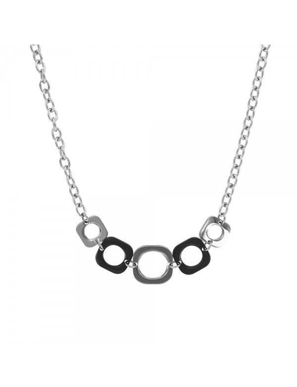 Rounded square shaped steel necklace