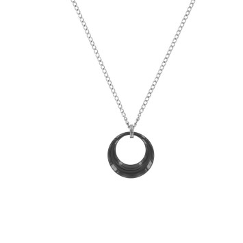 Steel necklace with a hollow circle in black ceramic 31710112N One Man Show 18,00 €