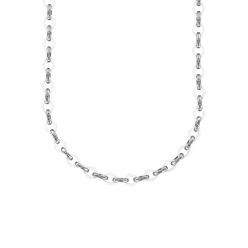 Ceramic diamond necklace linked by steel links 31710124B One Man Show 18,00 €