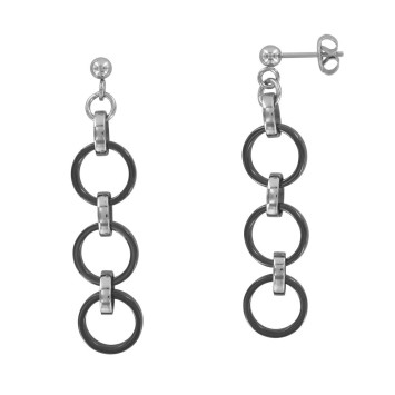 steel earrings with 3 black ceramic circles 3131160N One Man Show 14,00 €